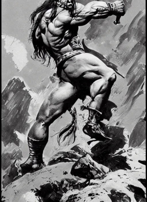 Prompt: Conan the barbarian by frank frazetta