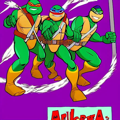 Image similar to teenage mutant ninja turtles rescue April again, disney 90s animation