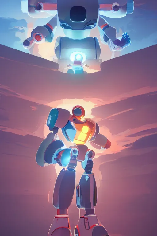 Image similar to metabots medabots medarotto medarot robot minimalist comics, behance hd by jesper ejsing, by rhads, makoto shinkai and lois van baarle, ilya kuvshinov, rossdraws global illumination ray tracing hdr radiating a glowing aura