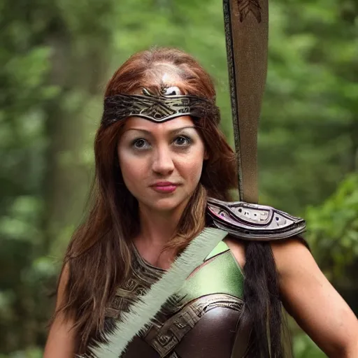 Image similar to photo of female robin hood amazon warrior