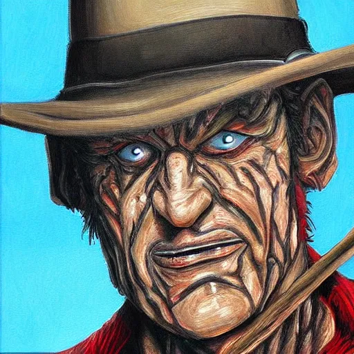 Prompt: Freddy Kruger painting4K quality super realistic