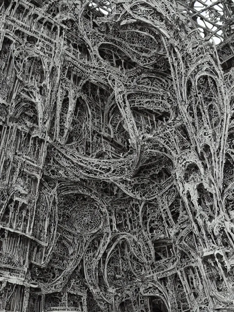 Image similar to intricate architectural latticework of alien bones by H.R. Giger