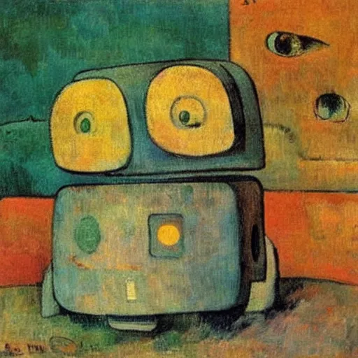 Prompt: cute robot by paul gauguin