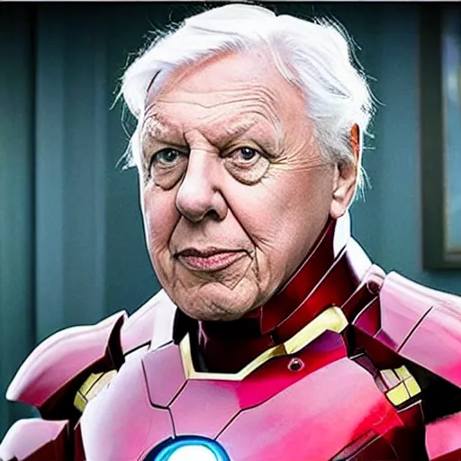 Image similar to Sir David Attenborough as Iron Man