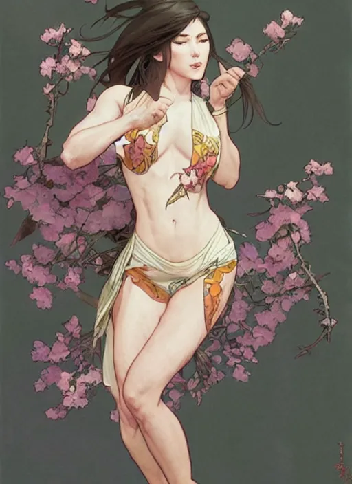 Prompt: rock m sakura, painting by artgerm and greg rutkowski and alphonse mucha