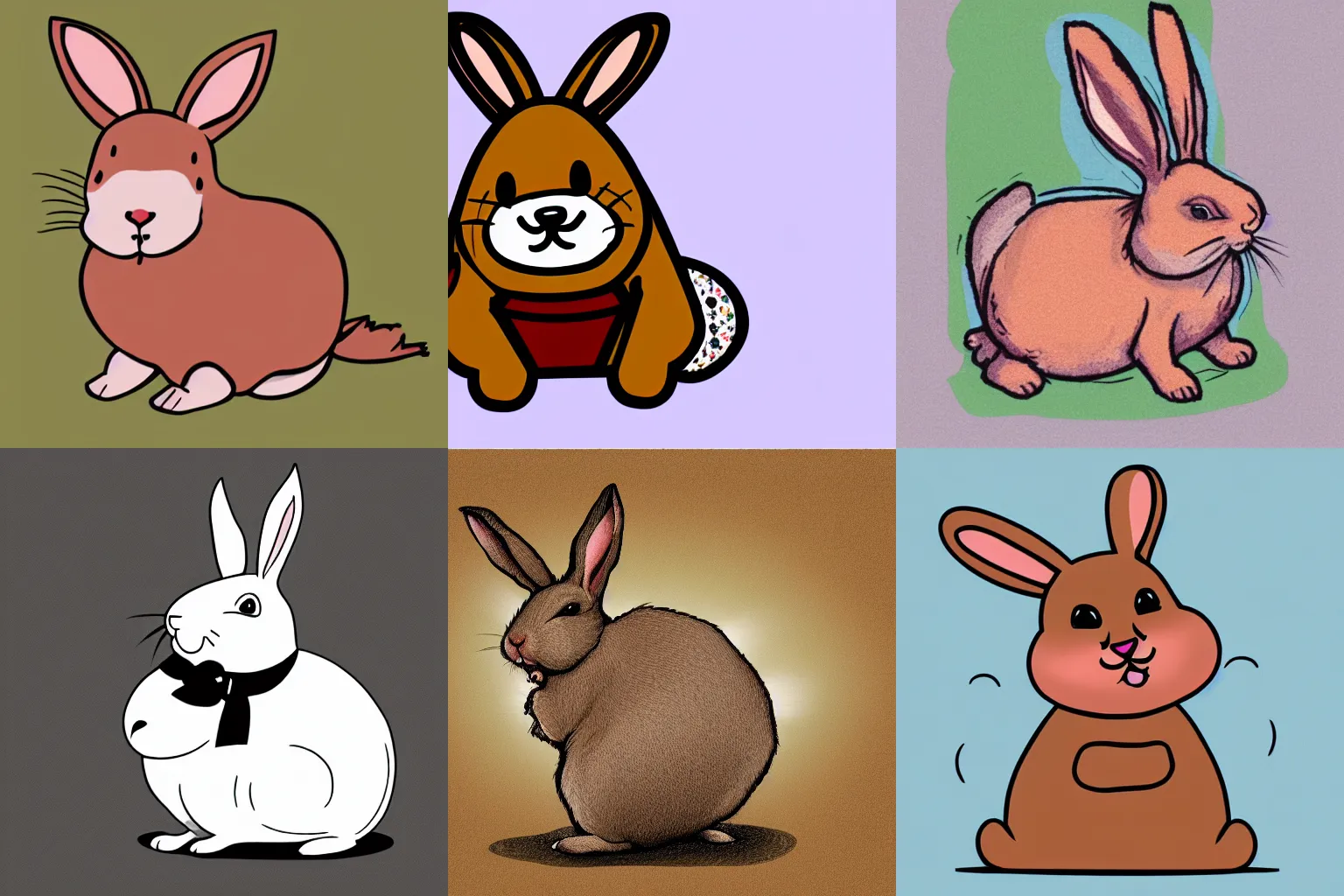 Prompt: illustration of obese cartoon rabbit