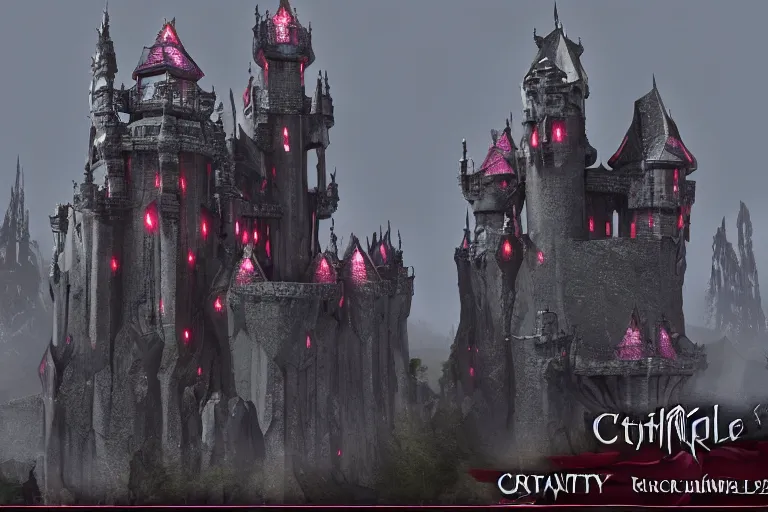 Image similar to big evil castle - city rock dark shadow elves, might and magic heroes 7, dark fantasy, shadows, artstation trending, unreal engine 5, red