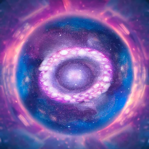 Prompt: spiral galaxy in a soap bubble, octane render, HD, volumetric lighting, high details