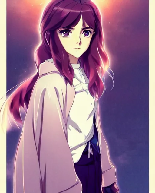 Image similar to Anime as Emma Watson playing Hermione Granger || cute-fine-face, pretty face, realistic shaded Perfect face, fine details. Anime. realistic shaded lighting poster by Ilya Kuvshinov katsuhiro otomo ghost-in-the-shell, magali villeneuve, artgerm, Jeremy Lipkin and Michael Garmash and Rob Rey as Hermione Granger in HarryPotter cute smile