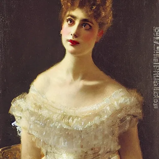 Image similar to a young woman at the ball by alfred stevens