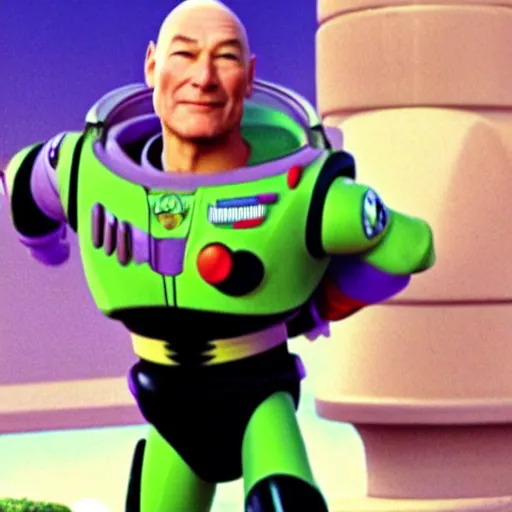 Image similar to patrick stewart as the real buzz lightyear