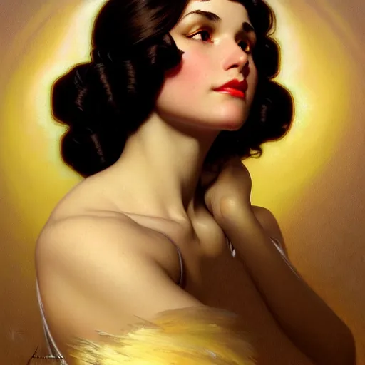 Image similar to head and shoulders Portrait of Albedo, dark fantasy, medium shot, intricate, elegant, highly detailed, digital painting, volumetric light, artstation, concept art, smooth, sharp focus, illustration, art by Gil Elvgren and Greg Rutkowski and Alphonse Mucha