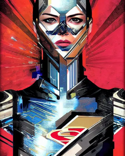Image similar to portrait of an android, by DC comics and Sandra Chevrier
