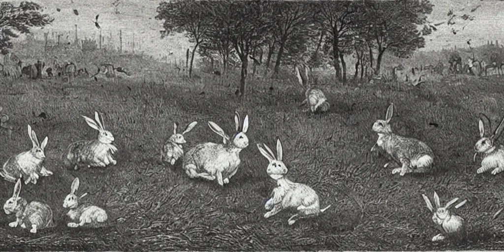 Image similar to cardiff overrun by rabbits in the 19th century