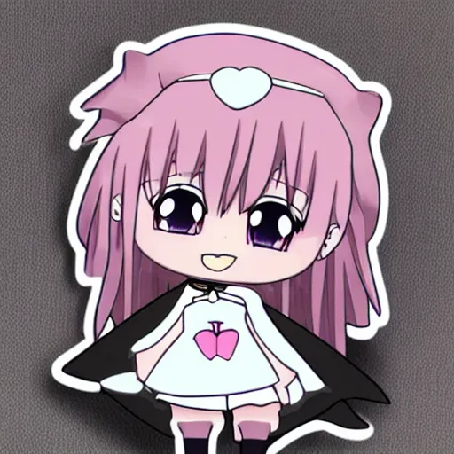 Prompt: die cut sticker of anime chibi kawaii cute tsundere witch