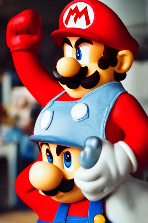 Prompt: 35mm photo of Mario