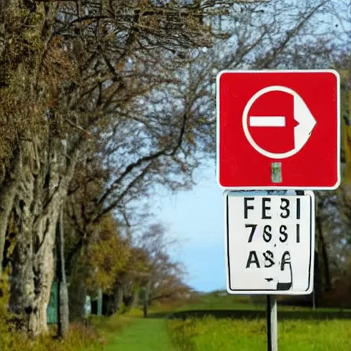 Prompt: a misleading road sign