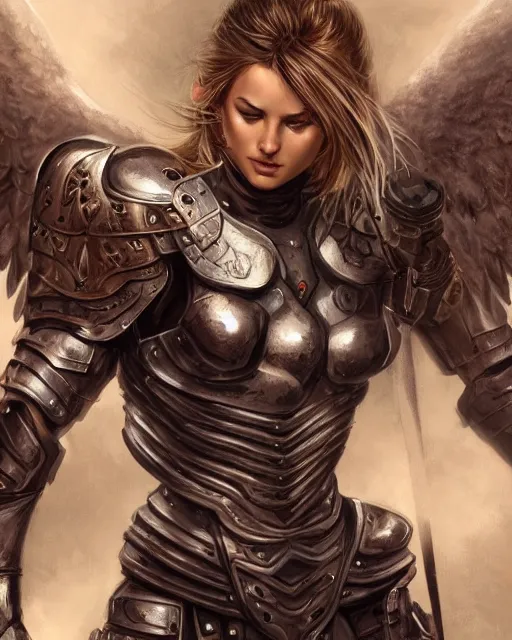 Prompt: Portrait of an empty armour of an angel warrior, focus on the pants and boots with graved runes , highly detailed, digital painting, artstation, concept art, smooth, sharp focus, illustration, art by Hajime Sorayama