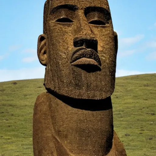 Prompt: Kanye moai head on easter Island