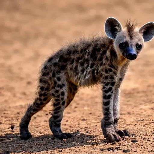 Prompt: baby hyena, 8 k photography