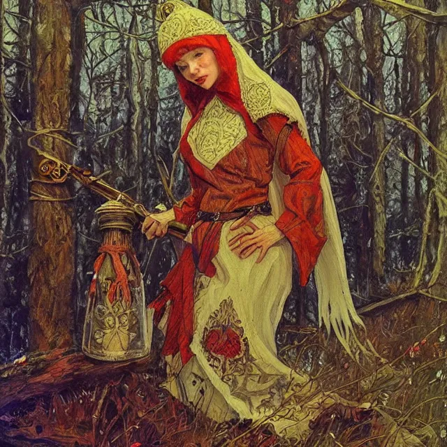 Image similar to russian folk fairytales, fantasy art, an ultrafine detailed painting, academic art, artstation, by pavel korin, viktor vasnetsov