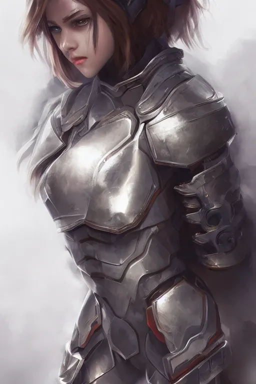 Prompt: wow, armor girl, beautiful eyes, beautiful face, high detail, concept art, digital art, art of wlop, trending on artstation, trending on deviantart, 4 k,