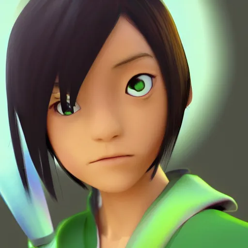 Prompt: toph from avatar the last bender in real life, photorealistic, 4 k blender, trending on art station