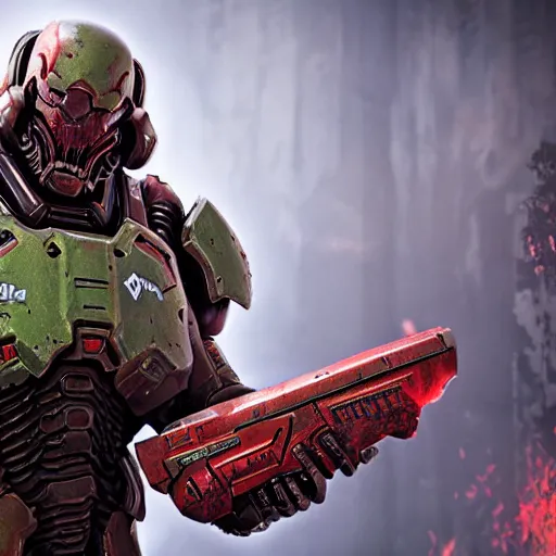 Image similar to doom slayer from doom eternal, photography