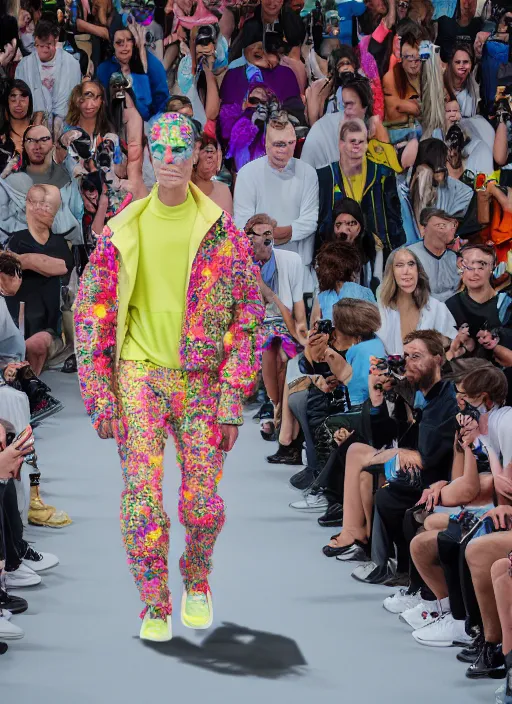 Image similar to hyperrealistic and heavy detailed balenciaga runway show of rick and morty , Leica SL2 50mm, vivid color, high quality, high textured, real life