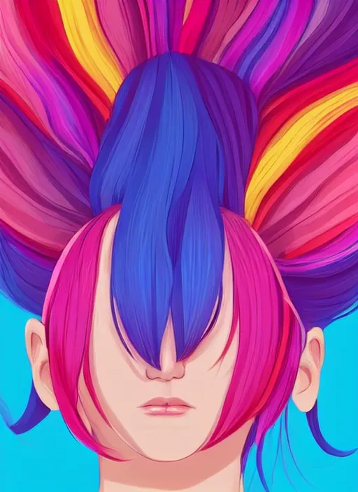 Prompt: a young woman with beautiful rainbow hair. she looks very sad. she is crying. clean cel shaded vector art. shutterstock. behance hd by lois van baarle, artgerm, helen huang, by makoto shinkai and ilya kuvshinov, rossdraws, illustration, art by ilya kuvshinov