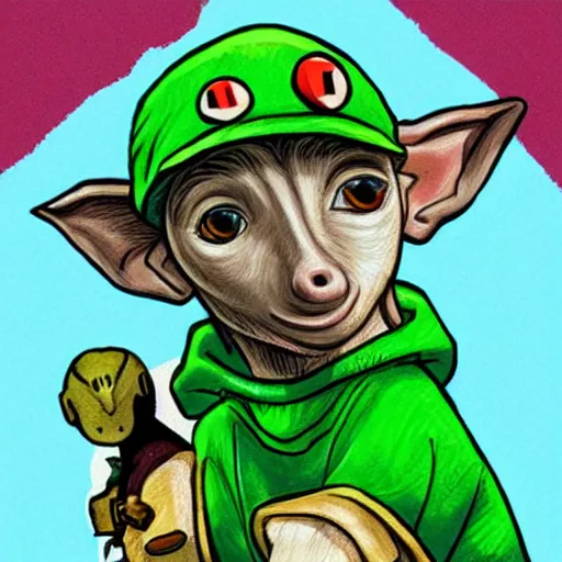 Prompt: portrait of dobby as mario wearing a green outfit by becky cloonan