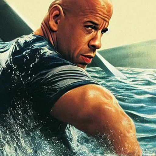 Image similar to jaws 8 movie poster starring vin diesel, fast and furious