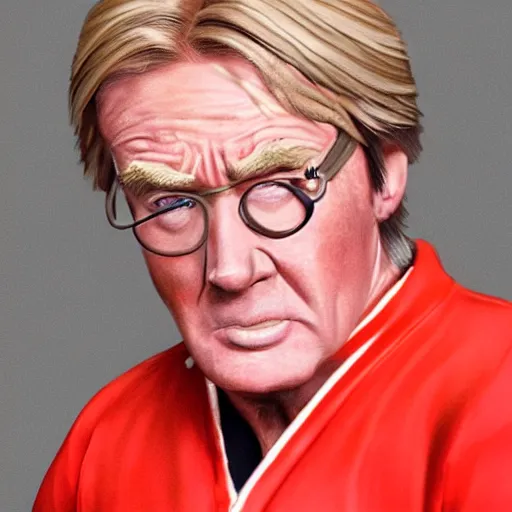 Prompt: action shot of ken barlow from coronation Street dressed as ken from Street fighter, ultra realistic, detailed, cinematic, concept art, digital art,