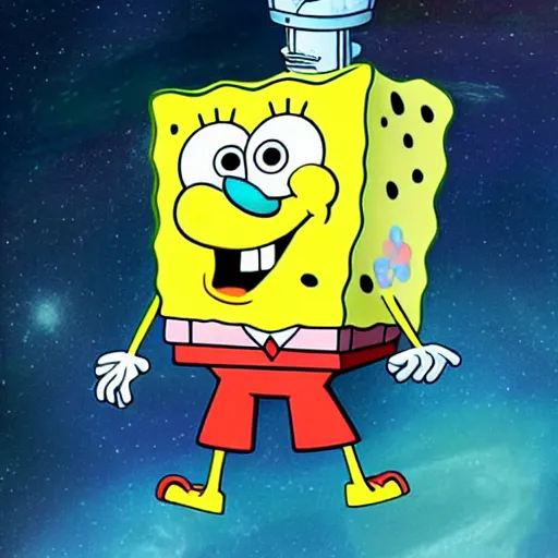 Image similar to spongebob in space crying on patrick