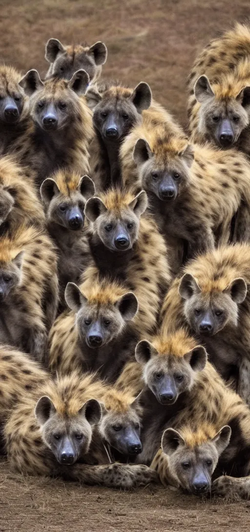 Prompt: a group of hyenas