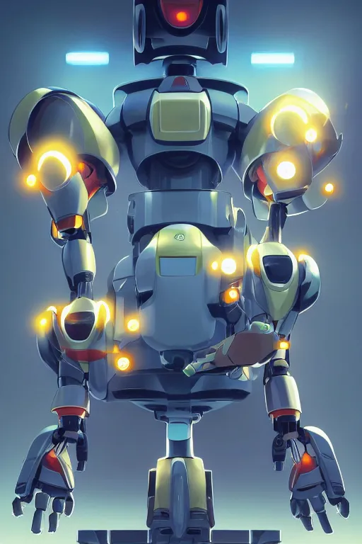 Image similar to metabots medabots medarotto medarot robot minimalist comics, behance hd by jesper ejsing, by rhads, makoto shinkai and lois van baarle, ilya kuvshinov, rossdraws global illumination ray tracing hdr radiating a glowing aura