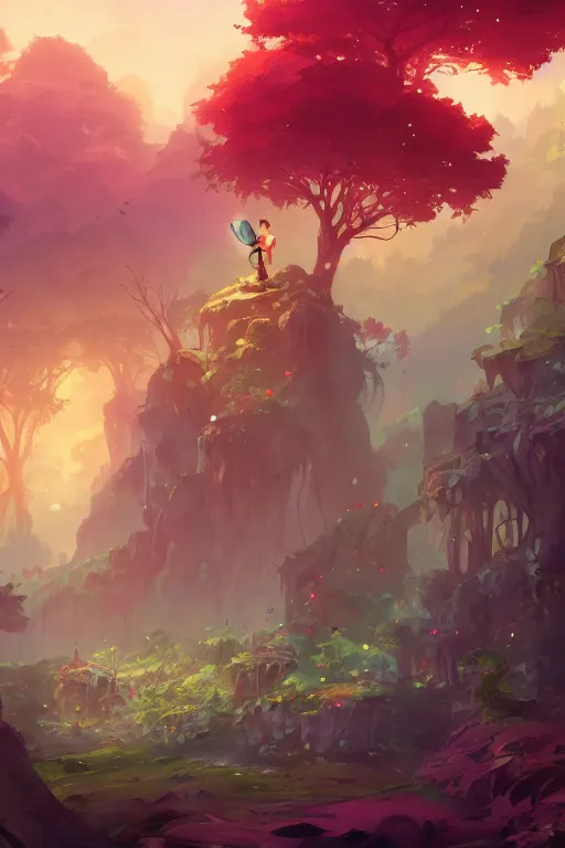 Image similar to fairy City in an ancient forrest , official fanart behance hd artstation by Jesper Ejsing, by RHADS and Makoto Shinkai and Lois van baarle and ilya kuvshinov and rossdraws