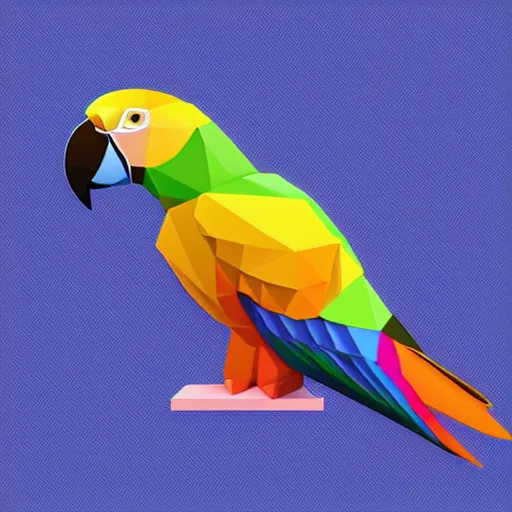 Prompt: isometric vector low poly rainbow parrot icon, white background, cgsociety, volumetric, lighting