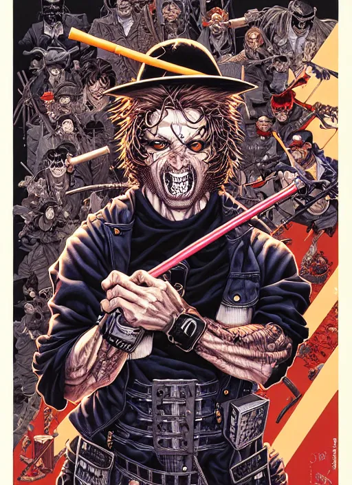 Image similar to portrait of crazy casey jones, symmetrical, by yoichi hatakenaka, masamune shirow, josan gonzales and dan mumford, ayami kojima, takato yamamoto, barclay shaw, karol bak, yukito kishiro