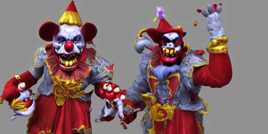 Image similar to a 3d sculpt of an evil circus clown animatronic circus mascot, world of warcraft, league of legends