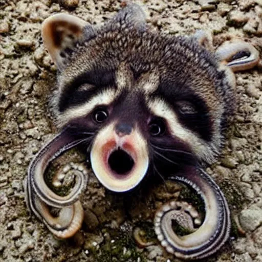 Image similar to photo of an octopus that looks like a raccoon