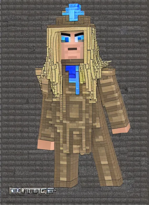 Image similar to an evil mage named lalu, detsiled intricate minecraft character