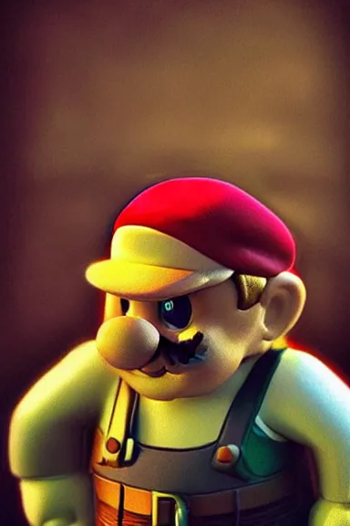 Image similar to “ very very intricate photorealistic photo of a realistic human version of super mario wearing his red cap in an episode of game of thrones, photo is in focus with detailed atmospheric lighting, award - winning details ”