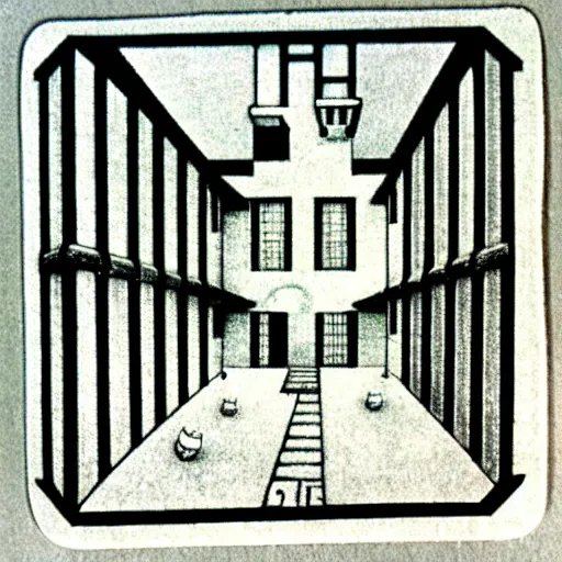 Prompt: White sticker by M.C. Escher and Studio Ghibli