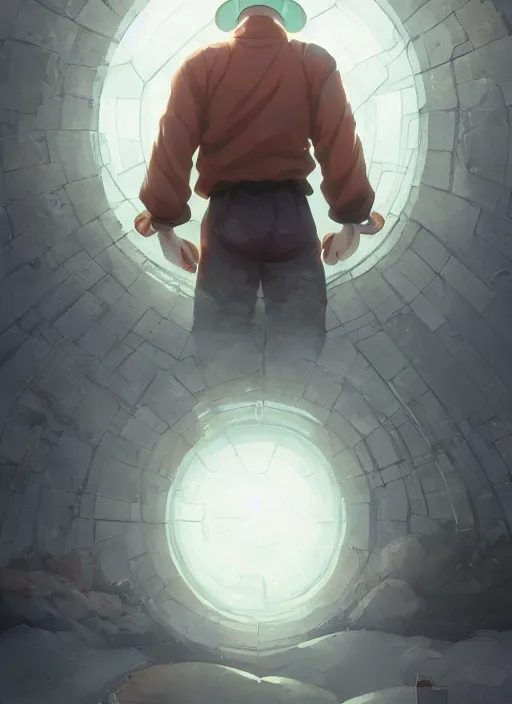 Image similar to highly detailed krillin standing outside prison art by greg rutkowski, loish, rhads, ferdinand knab, makoto shinkai and lois van baarle, ilya kuvshinov, rossdraws, tom bagshaw, global illumination, radiant light, detailed and intricate environment