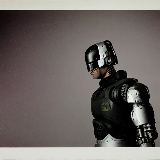 Image similar to An Alec Soth portrait photo of Robocop