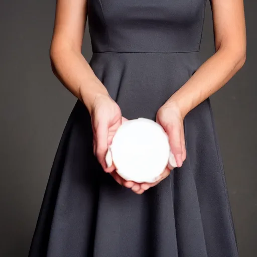 Image similar to a round soap is wearing a formal dress at office