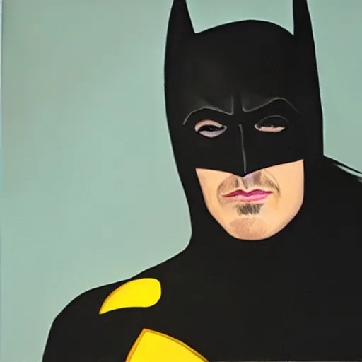 Prompt: A portrait of Alan Rickman as Batman, oil painting