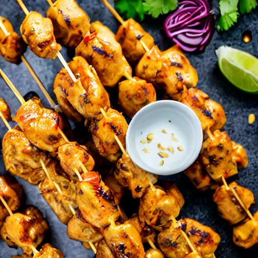 Image similar to a professional photo of chicken satay