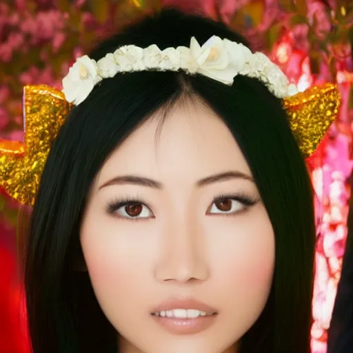 Image similar to the face of the most beautiful asian woman in the world, realistic photo